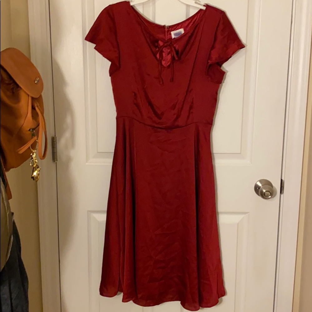 Unique Vintage Red Satin Dress
